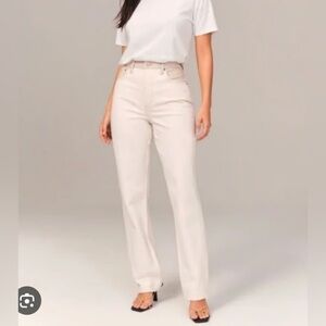 Abercrombie Mixed Leather Ankle Straight Ultra High Rise Jeans